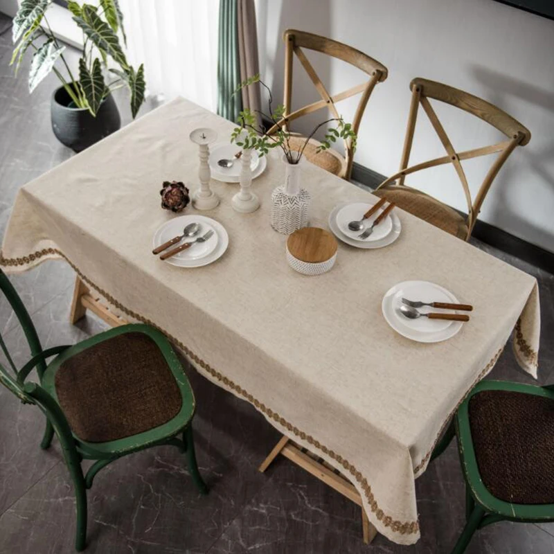 

Yaapeet Linen Lace Table Cloth Soft Cotton Rectangular Tablecloth Coffee Table Cloth Modern Party Table Decoration Accessor
