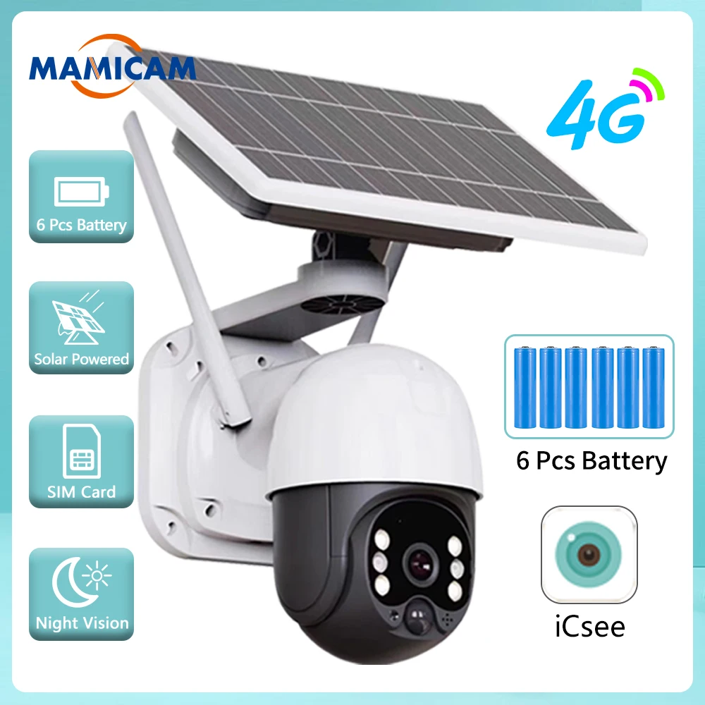 4G Security IP Camera Outdoor WIFI Wireless PTZ Video Surveillance CCTV Solar Smart Home Battery Powered Cam ICSEE