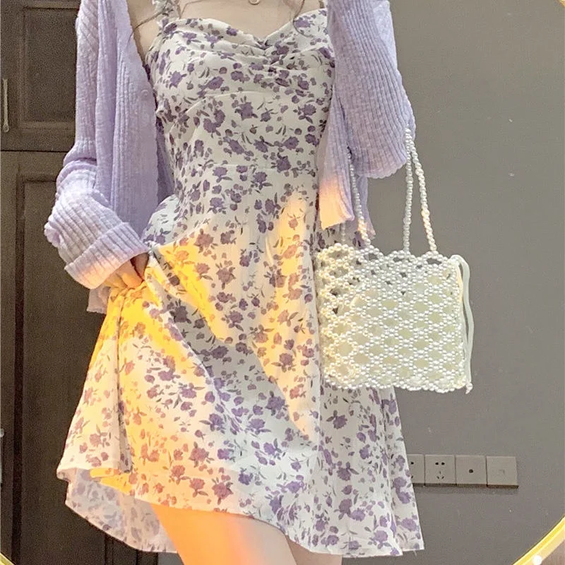 

Платье женское средней длины с цветочным принтом и юбкой