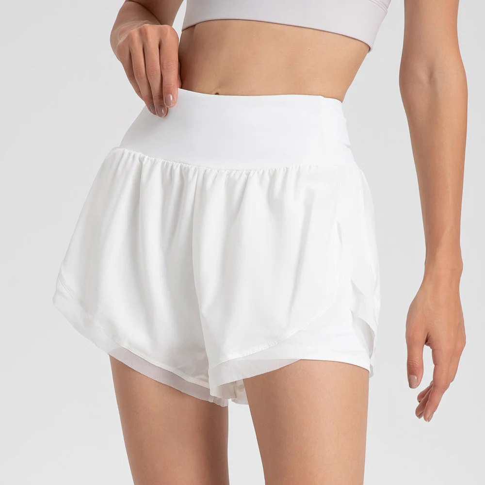 Women Plus Size Yoga Shorts Summer High-Waist  Back Pockets Outer Wear Lady Stylish Thin Breathable Gym Pants  Running Fitness