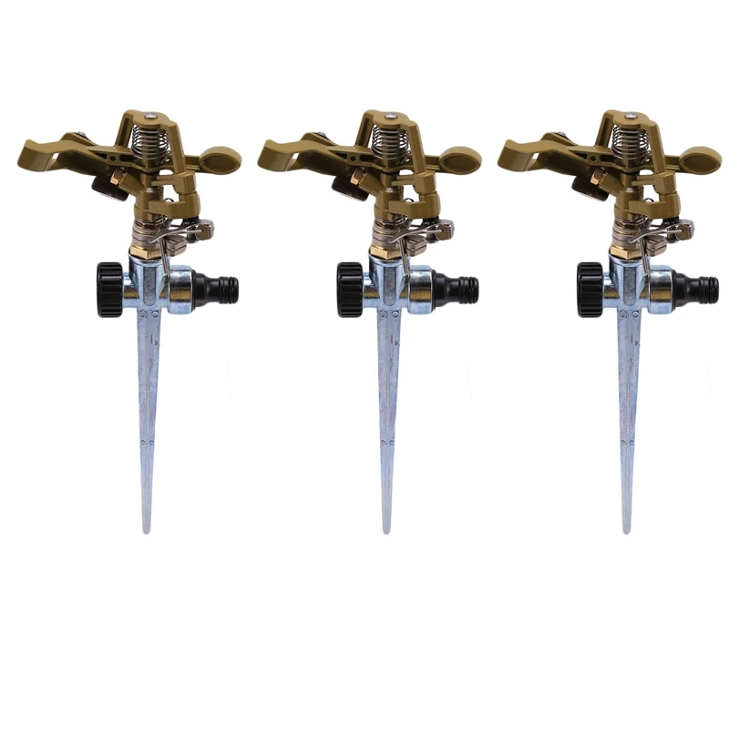 

3X 360 Degree Rotary Irrigation Sprayer Sprinkler For Lawn Garden Yard Golf Grass Impulse Spike Hose Water Sprayer