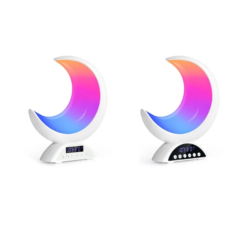 

Moon Shape Bluetooth-compatible Speaker Luminous Nightlight with LED Alarm Clock