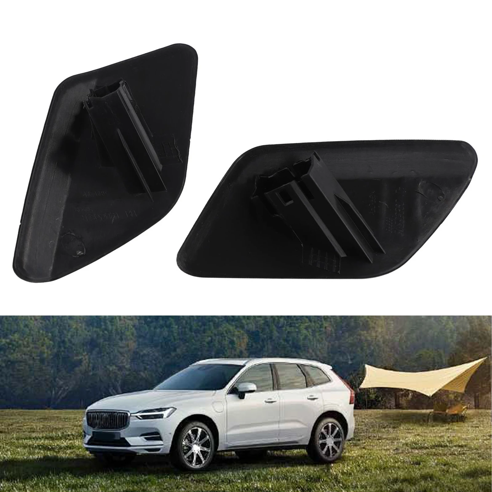 

1 пара крышек омывателя передней фары для Volvo S60 2011 2013, номер запасной части 39802699 39802681, материал ABS-пластика