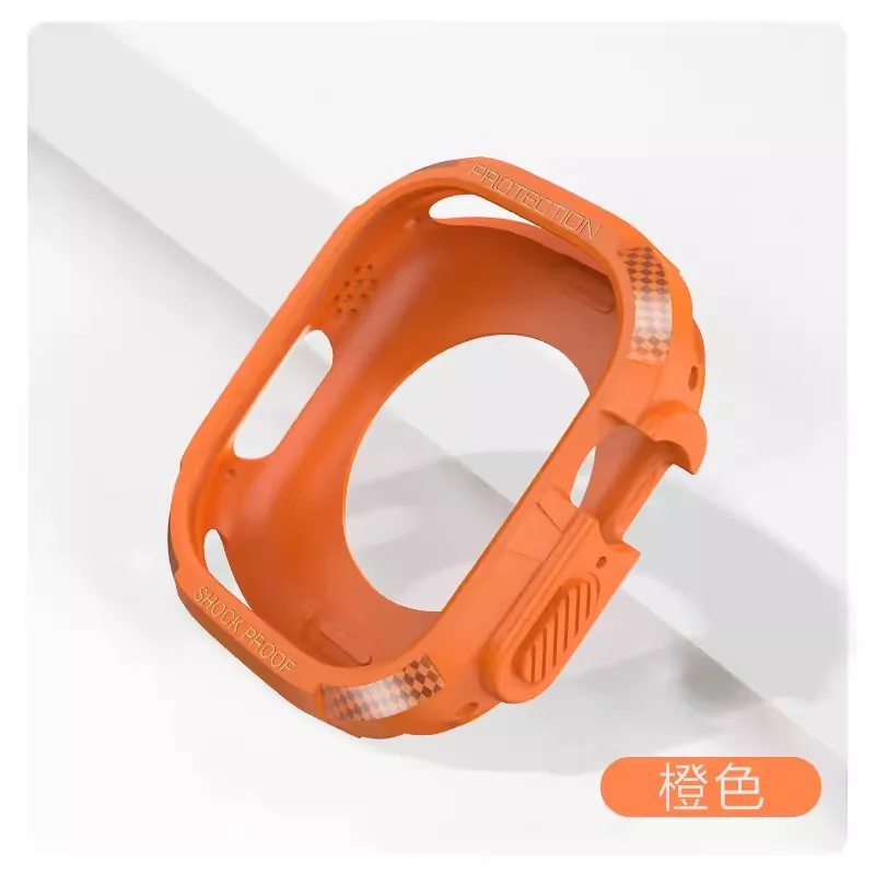 Фото Чехол из ТПУ для Apple Watch Ultra 49 мм, силиконовый бампер, противоударный чехол для apple watch ultra 2, 49 мм, аксессуары из углеродного волокна №4