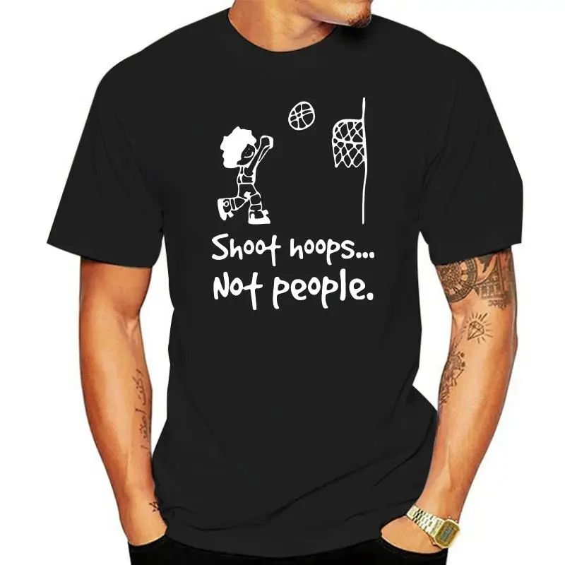 

New Arrival Shoot Hoops Not People Tshirt Stop Violence Basketball Lovers Soft Black Tops T Shirt for Men Women