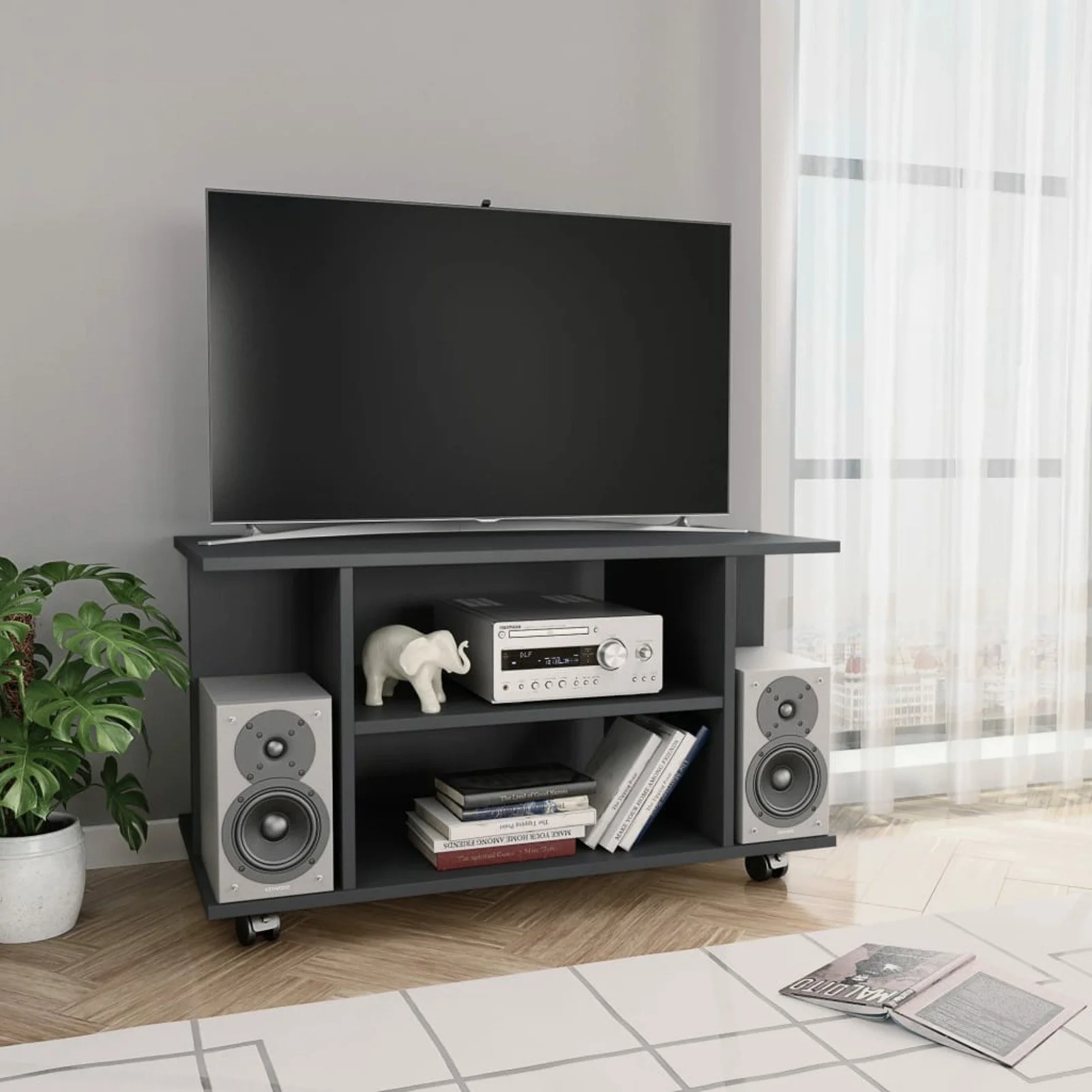 

TV Cabinet with Castors Gray 31.5"x15.7"x15.7" Chipboard