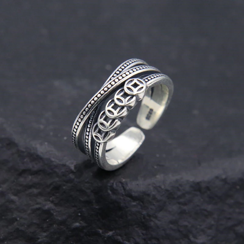 

2021 New Retro Coin Ring Men's Tide Opening Adjustment Ring Fashion Simple Wild Coin Ring Jewelry Accessories