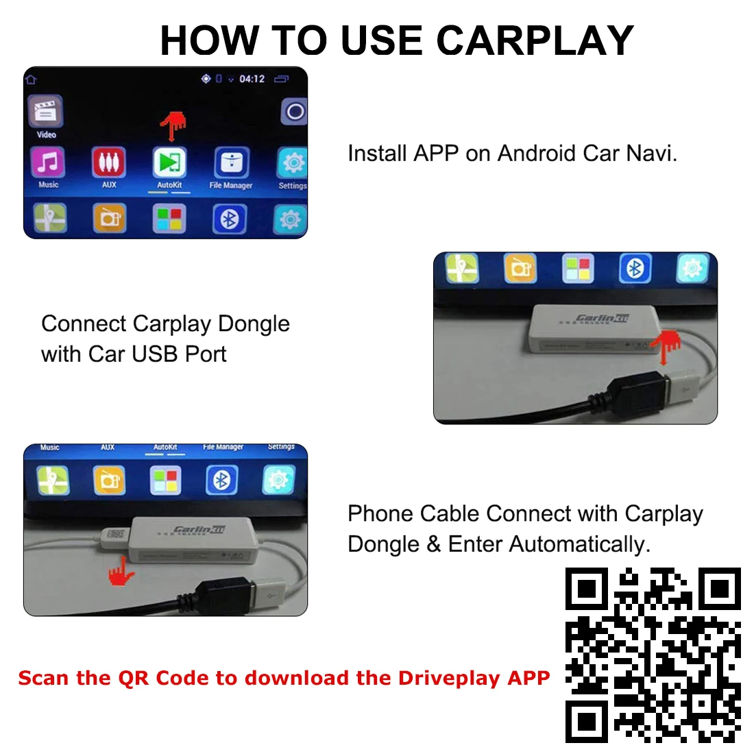 Автомобильный радиоприемник 1 DIN 7 'ɺndroid Carplay Dongle Mirror Link Телескопический