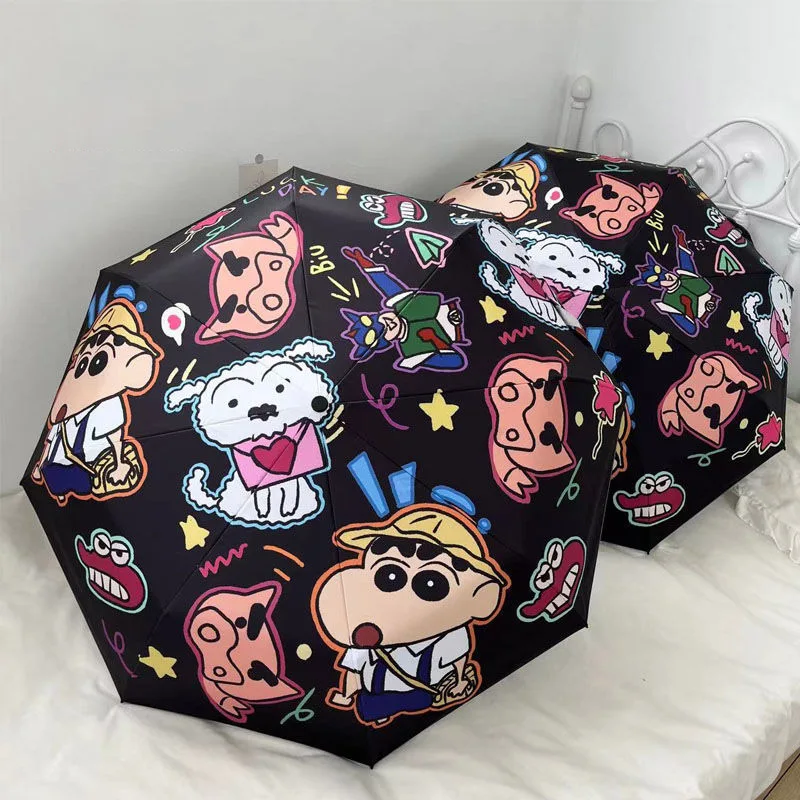 

Sanrio Crayon Shinchan Sun Umbrella Cute Cartoon Vinyl Sun Protection Anti-Uv Small Light Rain or Shine Shade Child Gift Outdoor