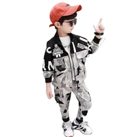 spring autumn polyester boy sets 2022 korean version camouflage fashion 2 piece handsome printing casual childrens clothing