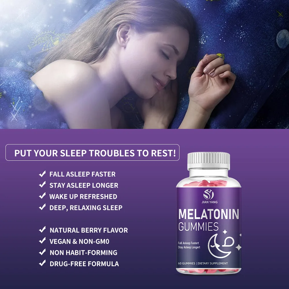 

60 капсул мелатонинового желе улучшает сон, обладает антиоксидантными свойствами, улучшает качество сна, здоровая пища