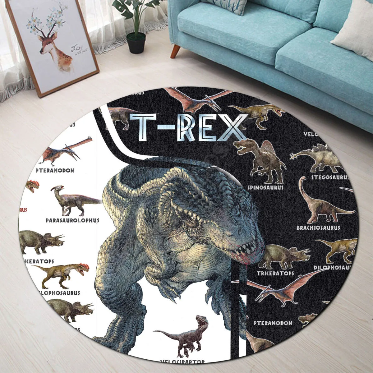 

Love Dinosaur Christmas Premium Round Rug 3D Printed Rug Non-slip Mat Dining Room Living Room Soft Bedroom Carpet 03