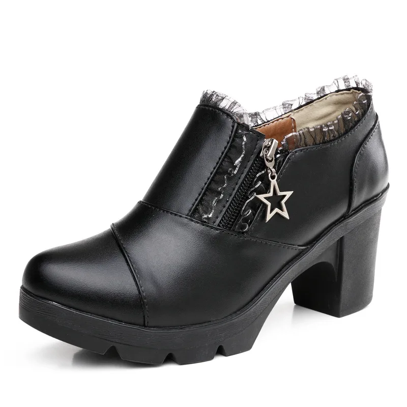 

Туфли женские из искусственной кожи на платформе и высоком каблуке 7 см