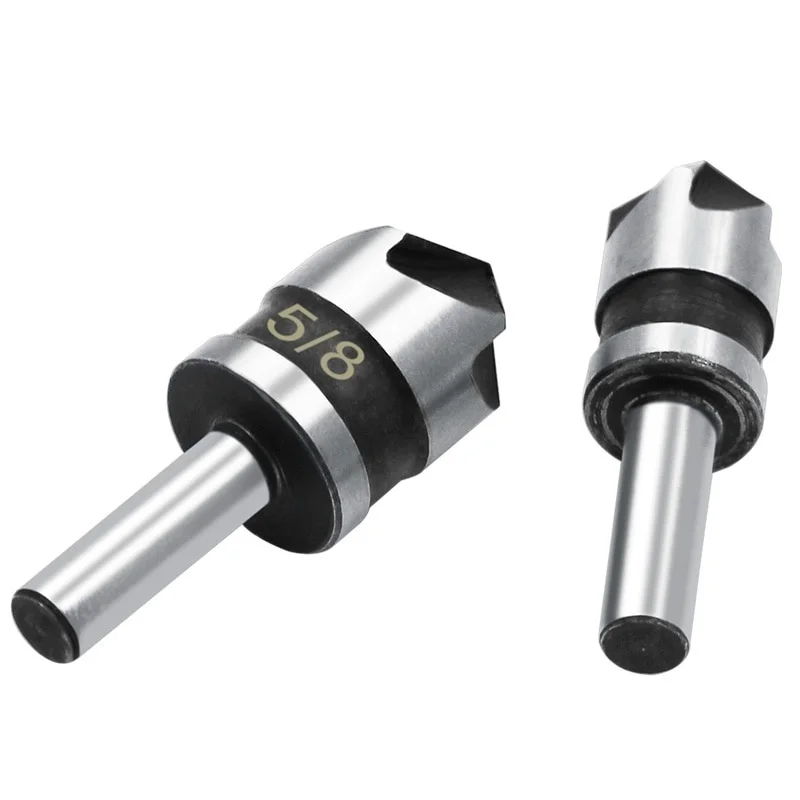 

2pcs HSS 5Flute Countersink Drill Bits Set 82Degree Point Angle Chamfer Cutter Countersink Drill Bits Round Handle Shank Tools