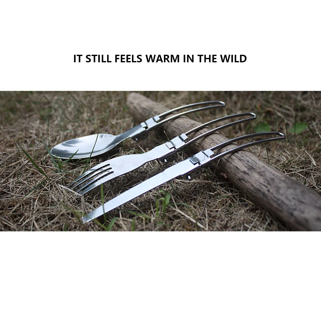 Портативный набор посуды 3 в 1 из нержавеющей стали Складная посуда