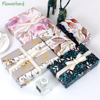 70x50cm small fresh little bronzing gift wrapping paper retro leaves gift box wrapping paper diy flower bouquet wrapping paper