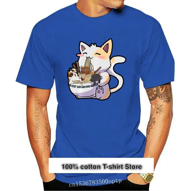 

Camiseta Kawaii Neko Cat мен чаша, camiseta negra de аниме японская лапша, M-3Xl для молодых людей