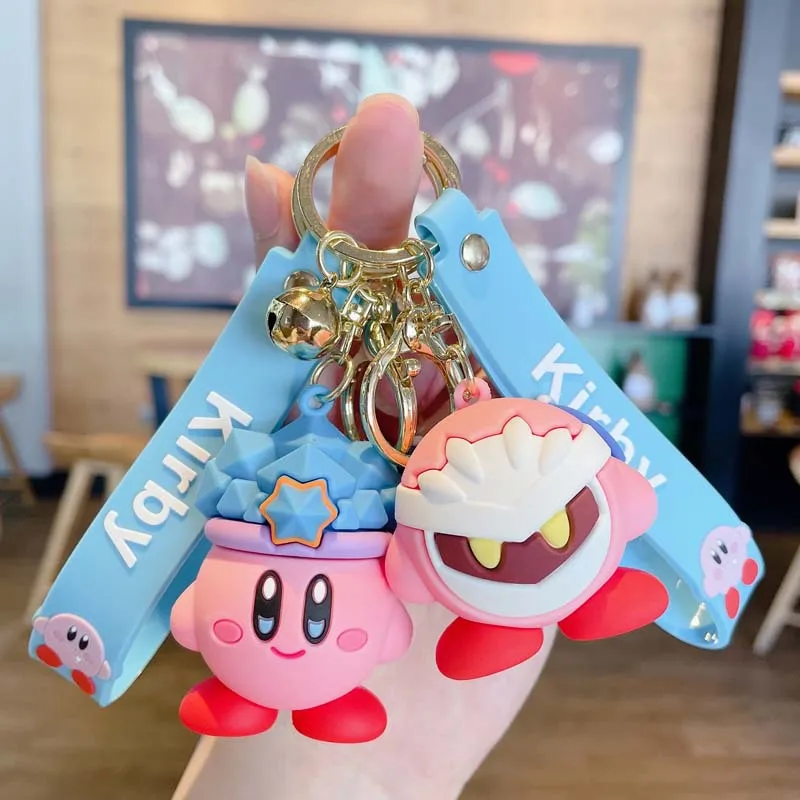 

New cute Special Pink Kirby Star Adventure anime Game Animal Pendant Silica Gel Keychain For Woman Bag Key Chian Dolls Kids Toys