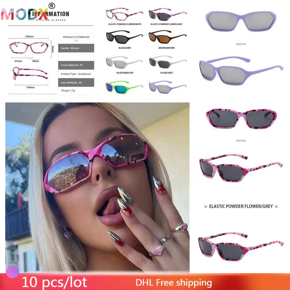 

10PCS Wholesale Women Sunglasses Y2K Eyewear Print Outdoor Sun Glasses Cycling Driving Eyeglasses Fashion Streetwear Shades 9152