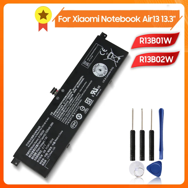 R13B01W Phone Battery For Xiaomi Mi Notebook Air 13 13.3" 161301-01 5320mAh + Tool