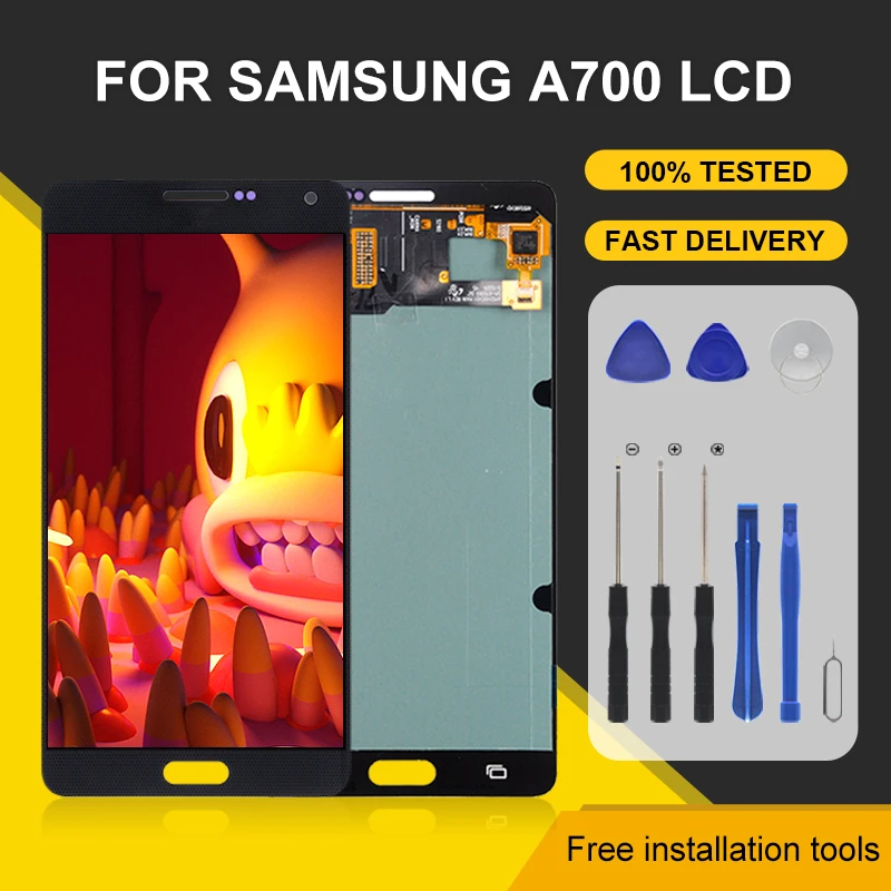 

OLED-экран A700 для Samsung Galaxy A7 2015, ЖК-дисплей A700F, панель, сенсорный дигитайзер в сборе, бесплатная доставка с инструментами, 1 шт.