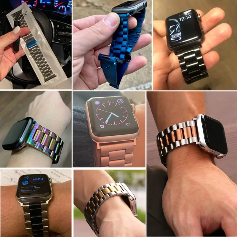 Stainless Steel strap For Apple Watch series 7 band 41mm 45mm Bracelet Metal band for iwatch 6 5 4 44mm 40mm Correa