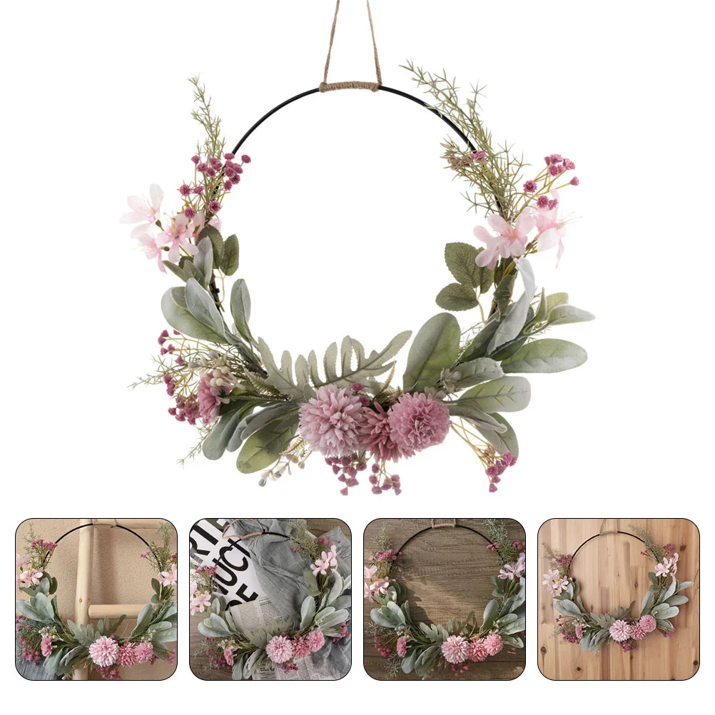 

Spring Flower Wreath Hanging Artificial Flower Wreath Green Leaves Wreath Ornament for Spring Summer Front Door Window