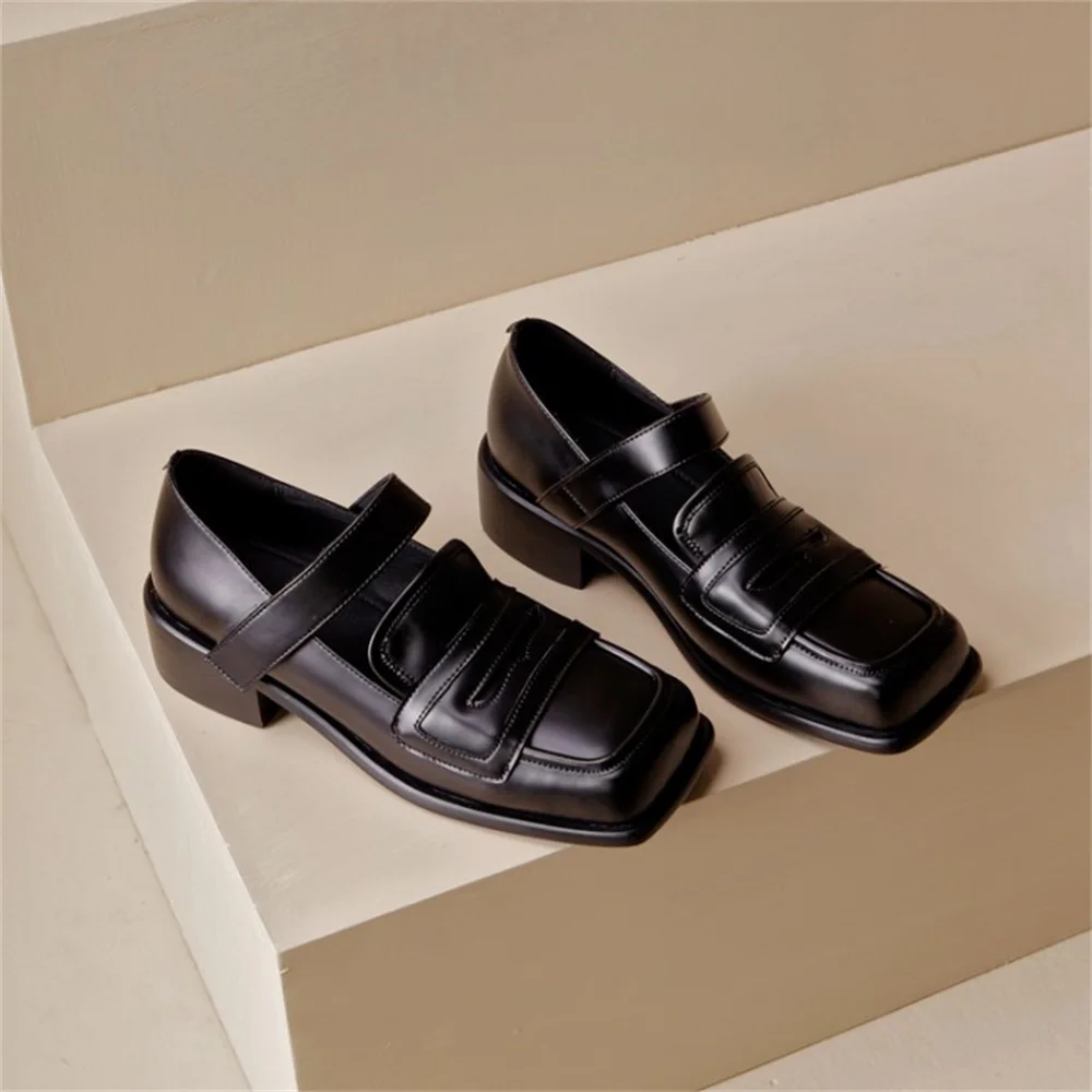 Cialisa Vintage Loafer Women Shoes 2023 Spring New Platform Square Toe Genuine Leather Concise Handmade Low Heels Footwear Green