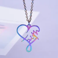 trendy heart pendant necklace stainless steel necklace for women men accessories faith charm girl jewelry chain neck couple gift