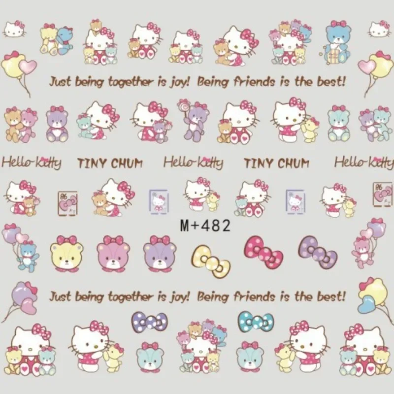 Sanrio 3D Hello Kitty мультяшные наклейки для ногтей модные украшения милые черные