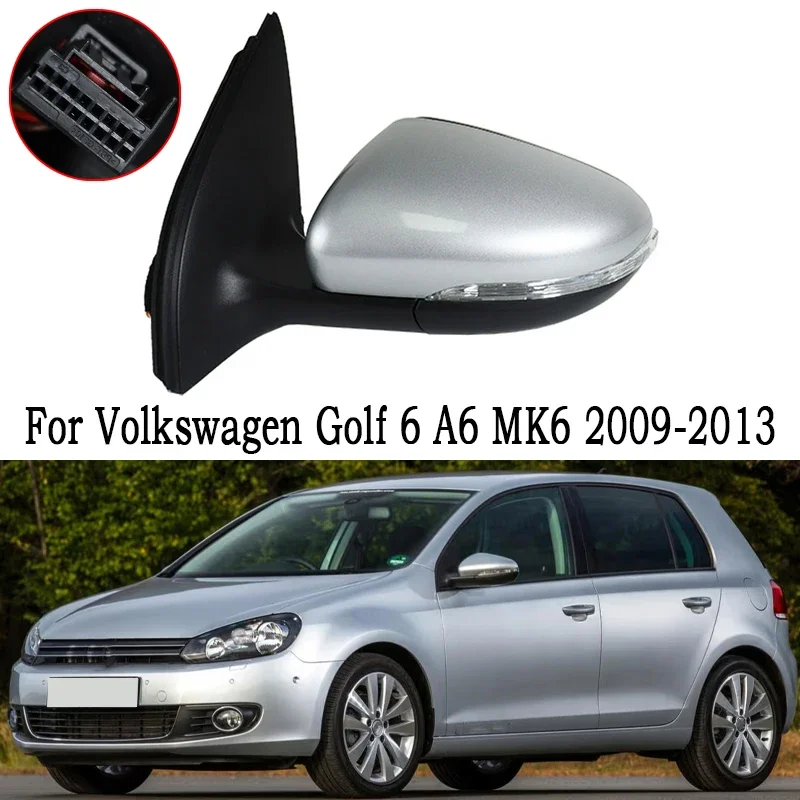 Фото Зеркало заднего вида для Volkswagen VW Golf 6 A6 MK6 2009-2013 с указателем поворота, электроприводом и подогревом №1
