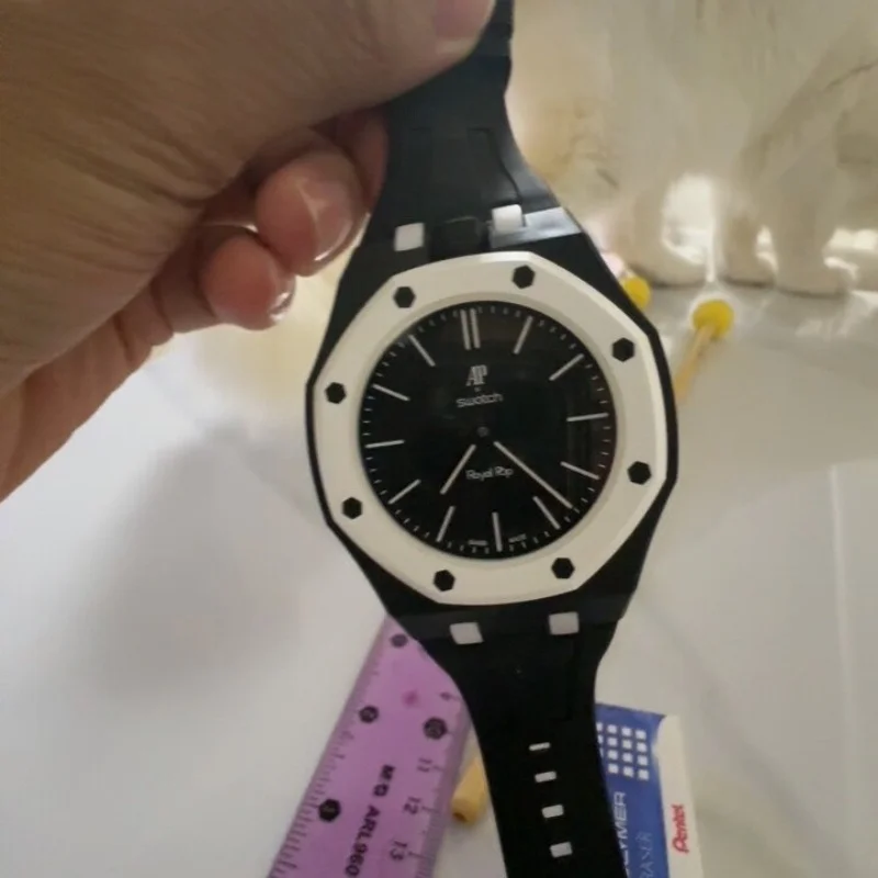 Фото Силиконовый ремешок для часов Ap&Watch Swatch, брендированный ремешок для карманных часов Ap Royal Pop Co, различные цвета на выбор, аксессуары для часов №4