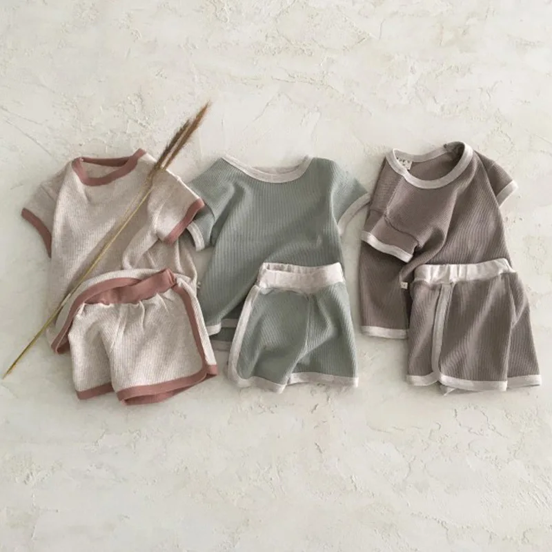 

2022 Summer Children's Clothes Set Boys Sports Short Sleeve Shorts Girl Baby Leisure 2Pcs Suit