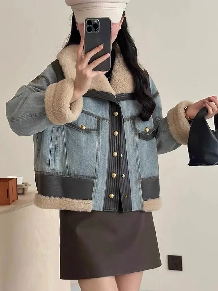 2024 осень и зима новый белый утиный пух теплый пуховик с мехом парка женское синее