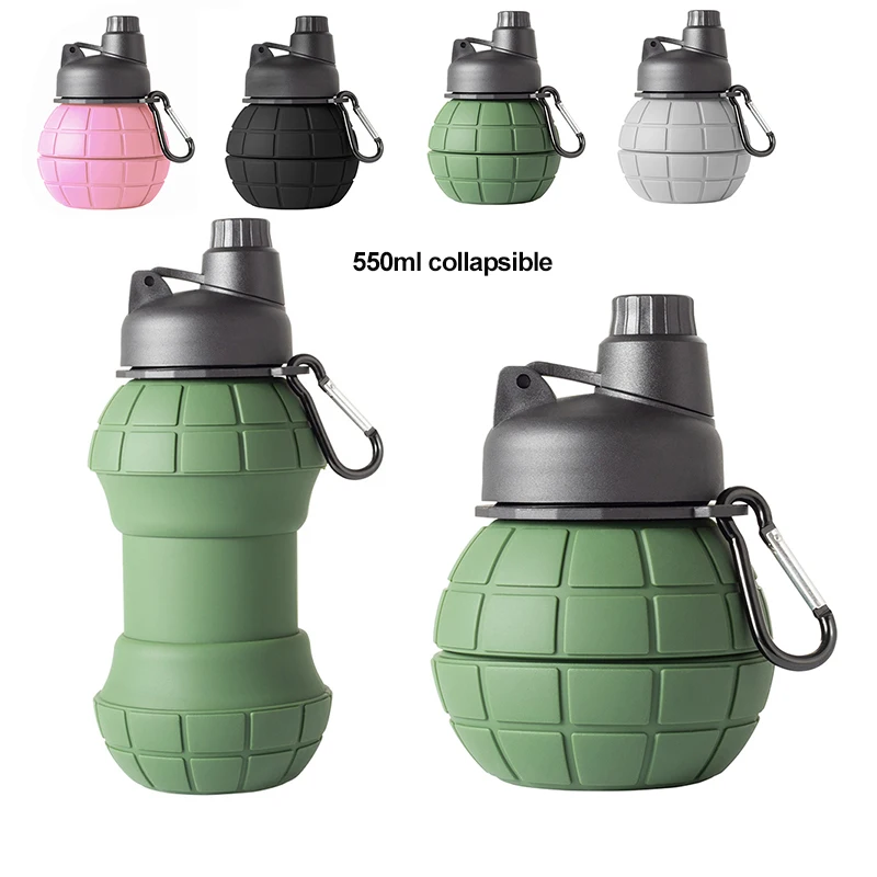 

1 шт., силиконовая бутылка для воды с карабином, 550 мл