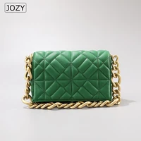chic laides green shoulder bag small flap women trendy 2022 gold metal chain soft pu purses handbags for women luxury clutch y2k