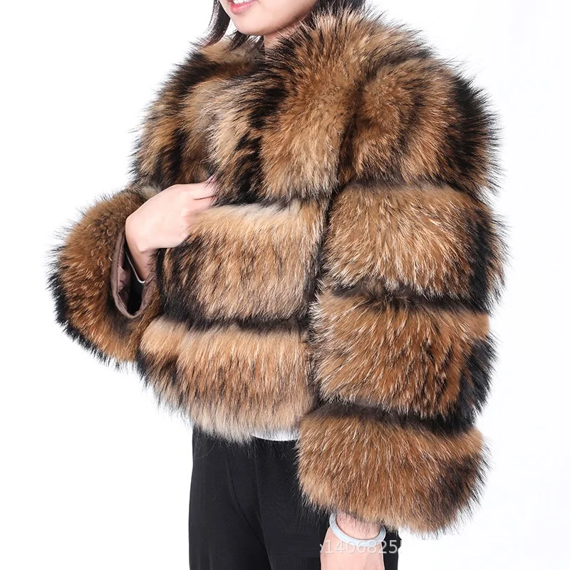 Real Natural Raccoon Warm Jacket Women's Fashion Vest Genuine Fur Coat Sleeves Detachable For Women Temperament Thick Overcoat