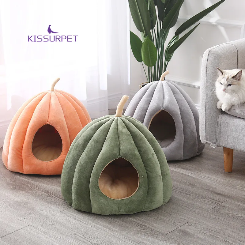 

Креативная Тыква KISSURPET, мягкая Лежанка для кошек, теплая Лежанка для щенка, глубокий сон, котята, гнездо, теплый домик для кошек, коврик, товар...