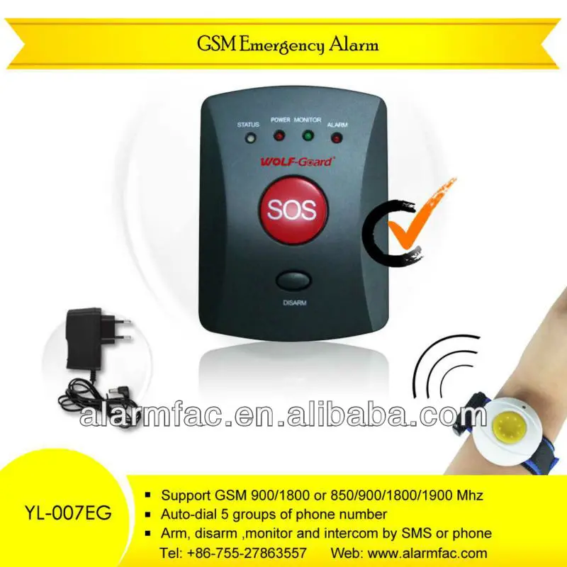 Hot onsale safety wrist alarm with wireless panic button emergency calling alert--YL-007EG