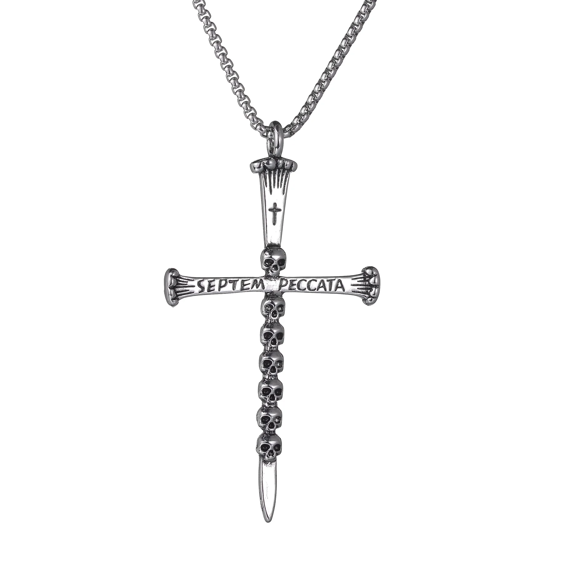 Цепочка с кулоном в виде Креста для мужчин и женщин винтажное ожерелье черепа