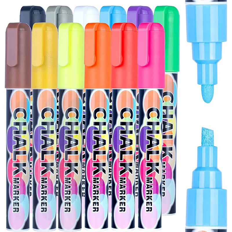 

8/12 Color/set Liquid Erasable Chalk Marker Pen For Glass Windows Blackboard Markers Teaching Tools Office Material Escolar
