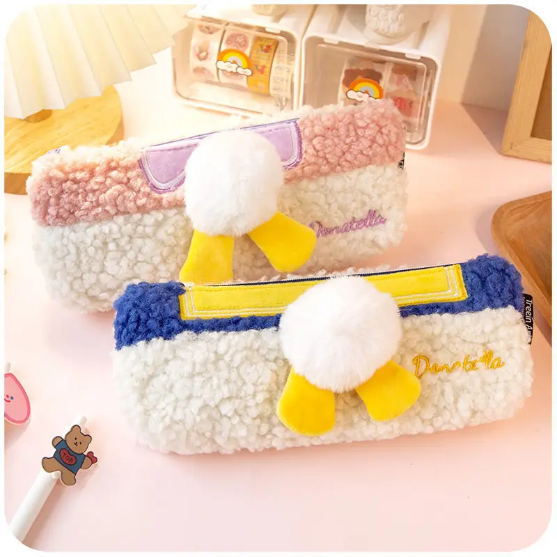 

Cartoon Cute Cat Plush Pouch Pencil Case Zipper Fluffy Large Capacity Pen Bag School Stationery Cosmetics Storage BagCartoon Cut