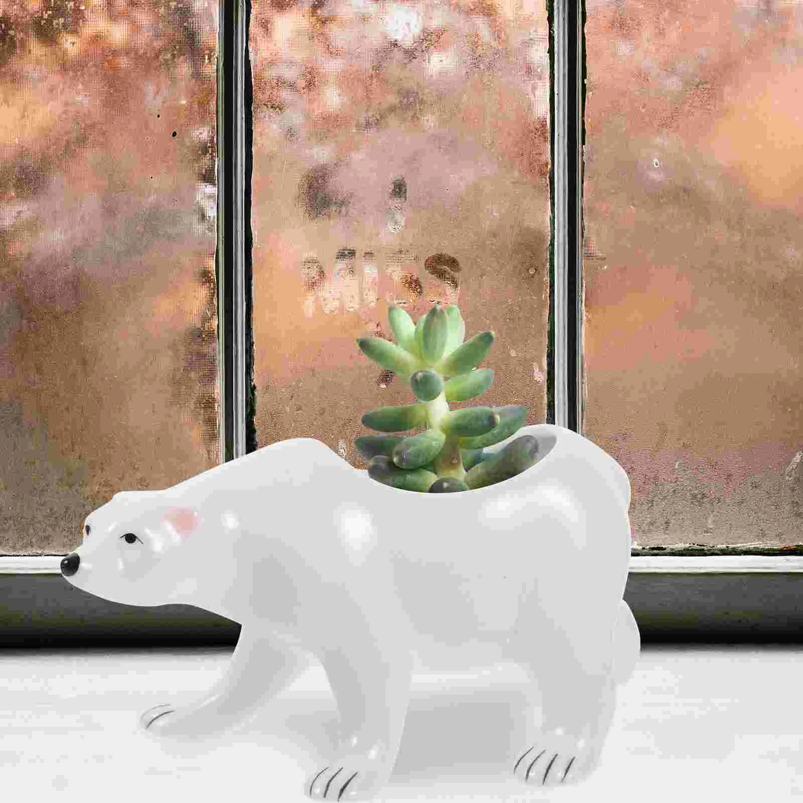 

Succulent Bowl Office Polar Bears Animal Flower Pot Ceramics Succulents Planter Container