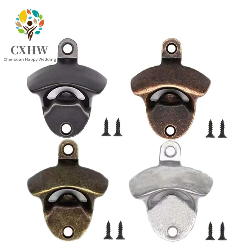 

1pc Vintage Bar Bottle Opener Wall Mounted Alloy Beer Openers Four Colors Available Black Silver Yellow Red Bronze Kitchen Tool