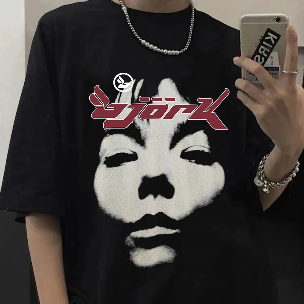 

Summer Short Sleeve T-shirts 90s Vintage Bjork Look Graphics Print T Shirt Men's Women's Oversized T-shirt Unisex Streetwear Top