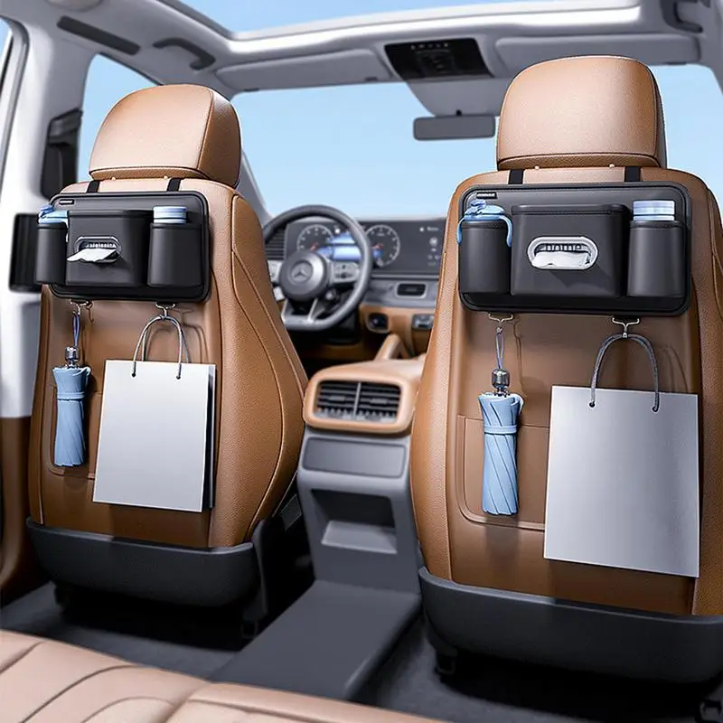 

Car Organizer Back Seat PU Leather Super Capacity Storage Organizer With Cup Holders Car Trunk Tidy Storage Bag For Cars