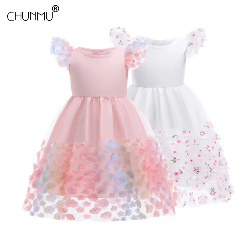 

Платье для маленьких девочек летнее милое платье с пышными рукавами для девочек, вечерние платья на день рождения Повседневная одежда для м...