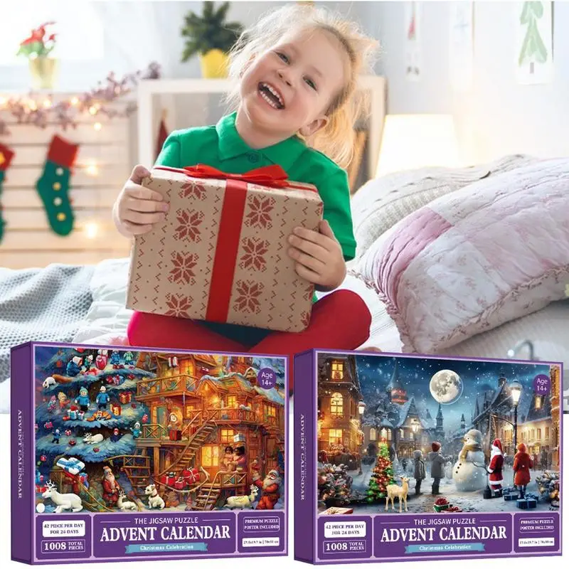 

1008 Pieces Christmas Advent Calendar Puzzle Countdown Christmas box Gifts Christmas Holiday Jigsaw Puzzle for children Adults
