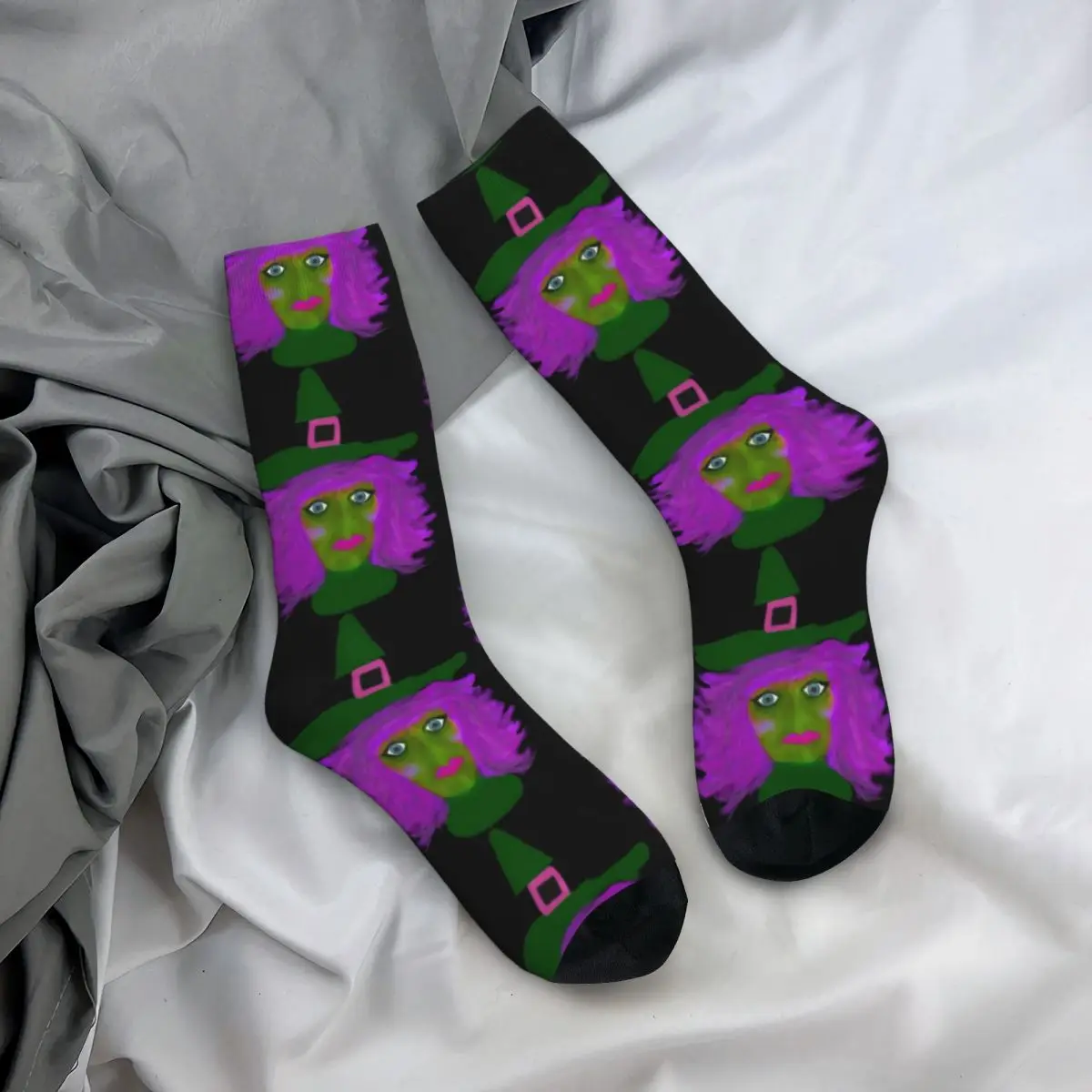 Милые чулки ведьмы на Хэллоуин унисекс носки с мультяшным принтом дышащие