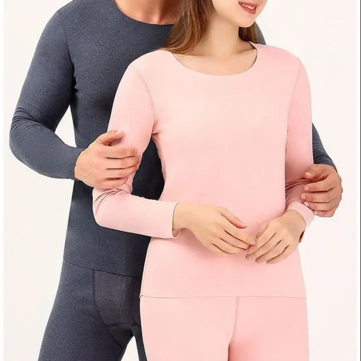 Yasuk Winter Fashion Men's Women's Thermal Underwear Long Johns Super Warm Solid Soft Casual Double Faced Velvet Top With Pants